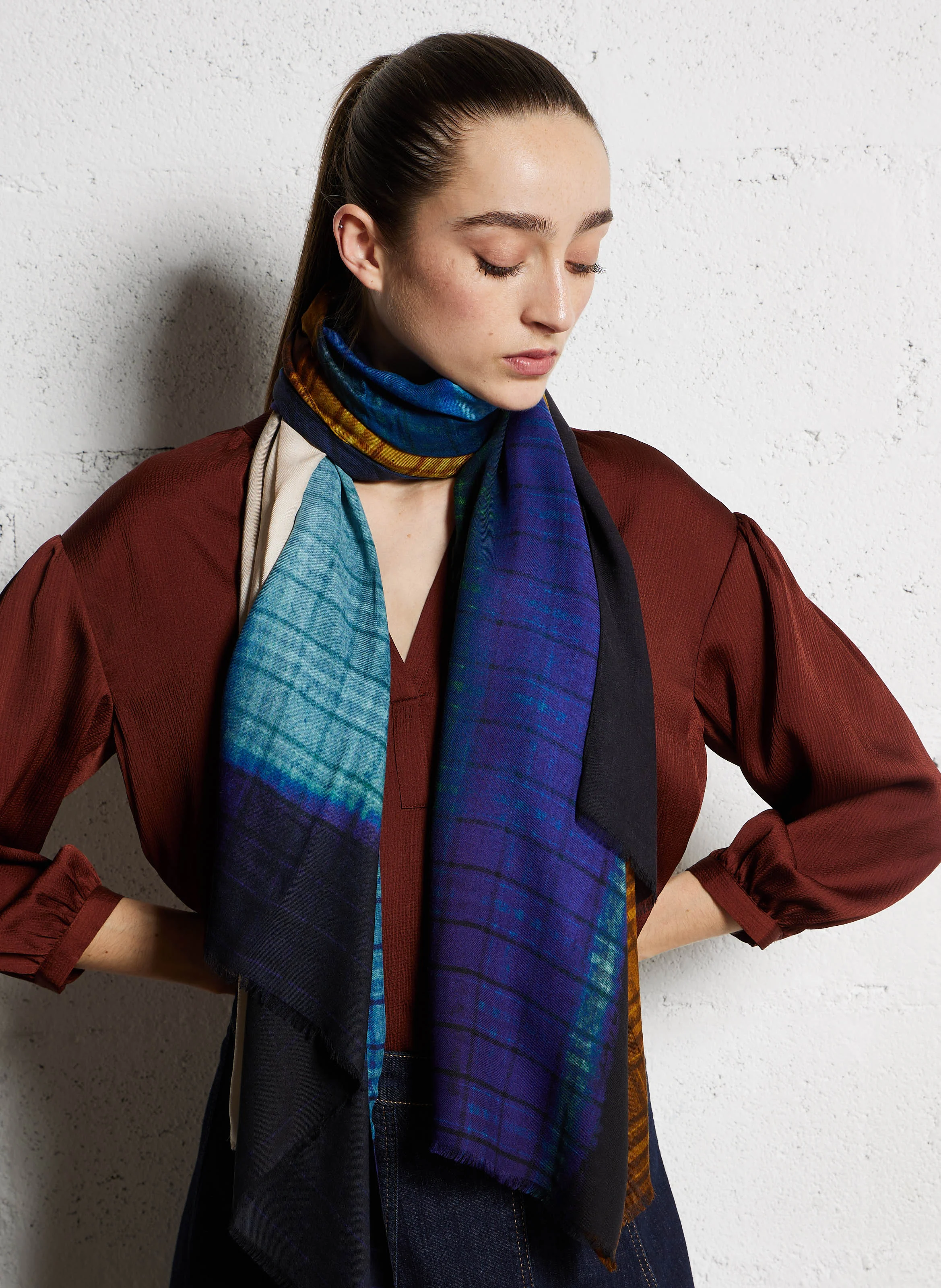 Foulard rectangle imprimé| Multicolore