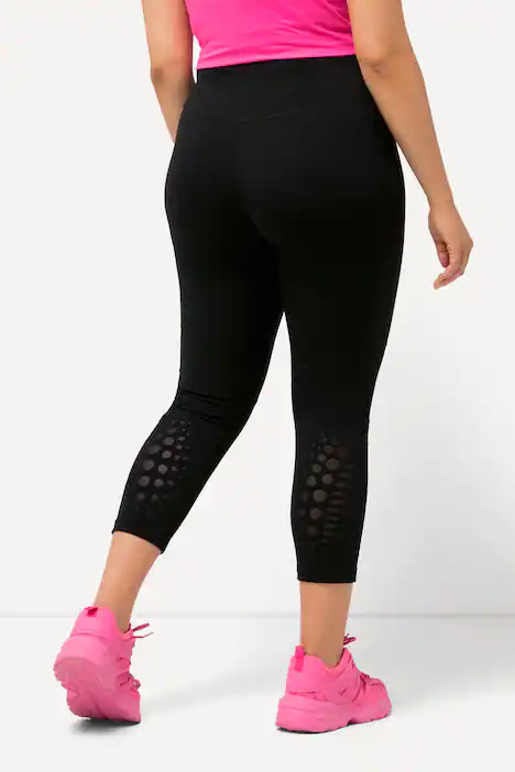 7/8-Sportleggings, schnelltrocknend, Cut-Outs, High Waist, schwarz