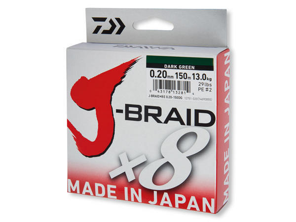 Tresse Daiwa J-Braid X8 300m Dark Green/Vert foncé