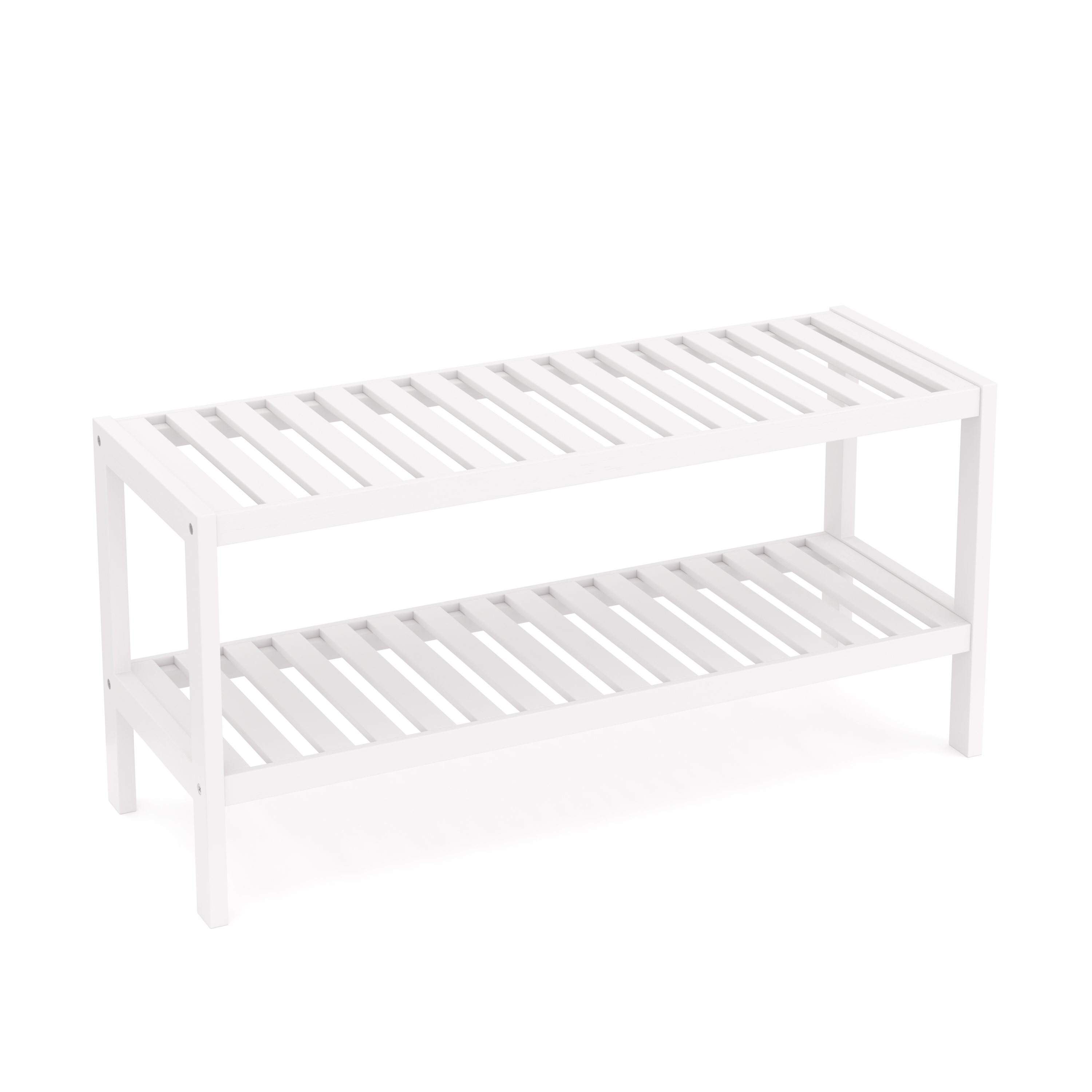 Schuhregal Bambus 2 Tablare 70 x 26 x 33 cm weiss