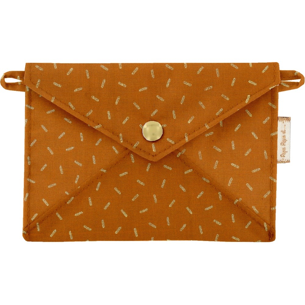 Petite Pochette Enveloppe Paille Dorée Caramel