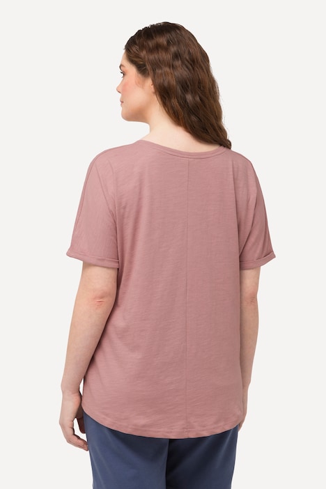 T-Shirt, Flockdruck, V-Ausschnitt, Halbarm, Biobaumwolle