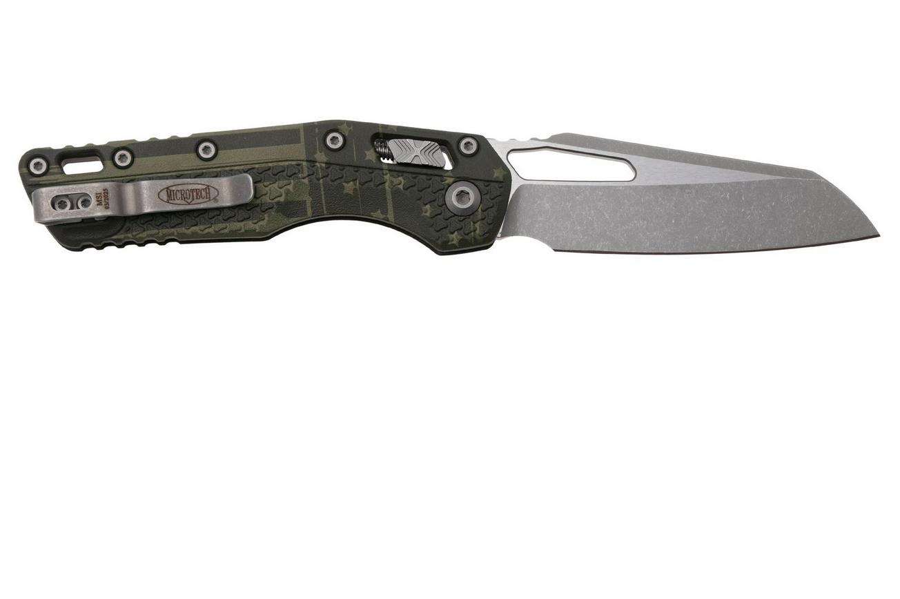 Microtech MSI Standard Issue 210T-10APPMODFLAG, Apocalyptic Stonewashed M390MK, OD-Green Polymer Flag zakmes
