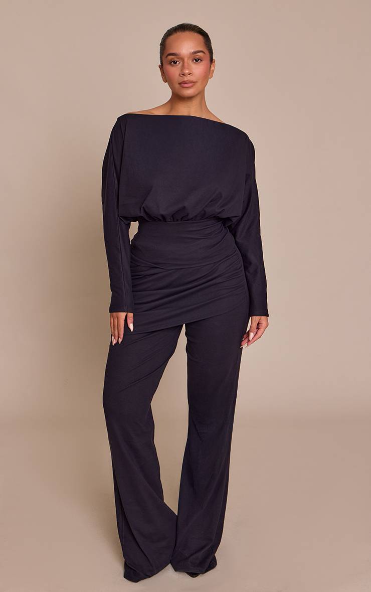 Noir Pantalon Shape À Devant Croisé En Tissu Doux Au Toucher