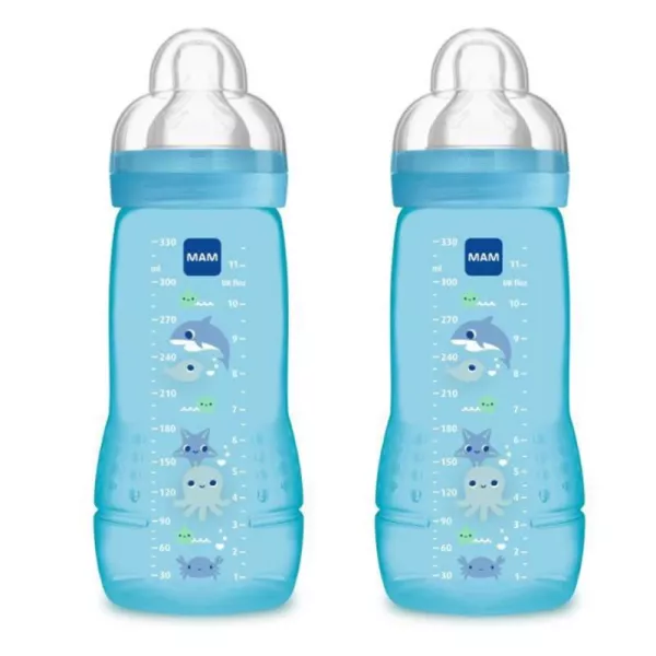 Easy ActiveTM 2ème âge 330 ml Deep Ocean - Lot de 2 biberons bleus