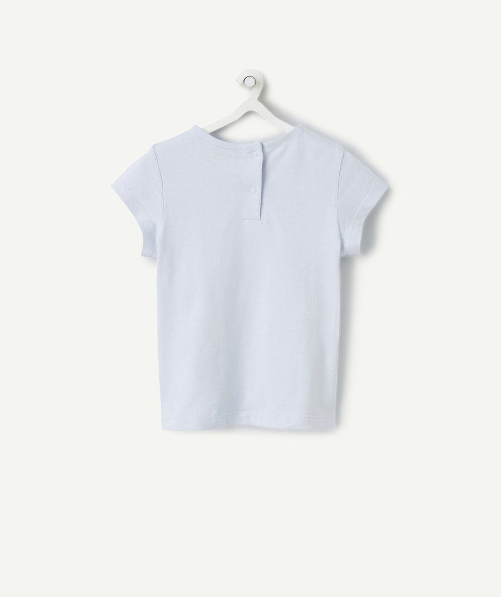 T-SHIRT MANCHES COURTES BÉBÉ FILLE EN COTON BIO BLEU AVEC MESSAGE