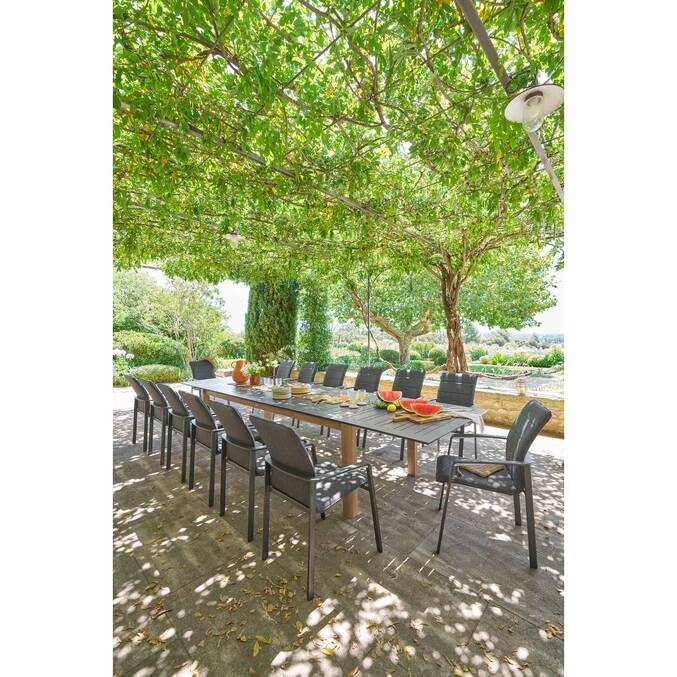 Table de jardin extensible rectangulaire MICEIRA Graphite & Honey