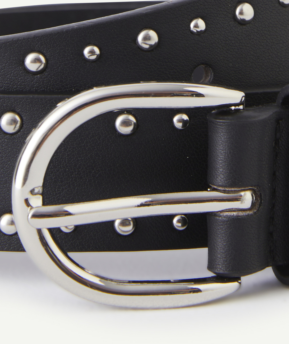 CEINTURE FILLE NOIRE AVEC BOUCLE ET DÉTAILS COULEUR ARGENTÉE