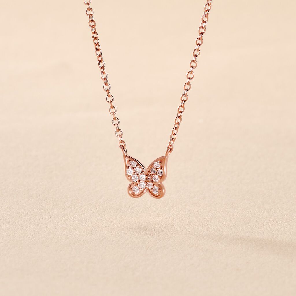 Collier Argent Rose Anne-lise Oxyde De Zirconium