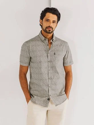 State Of Art Short Sleeve Overhemd Leafs Beige 26415911-1611 kopen