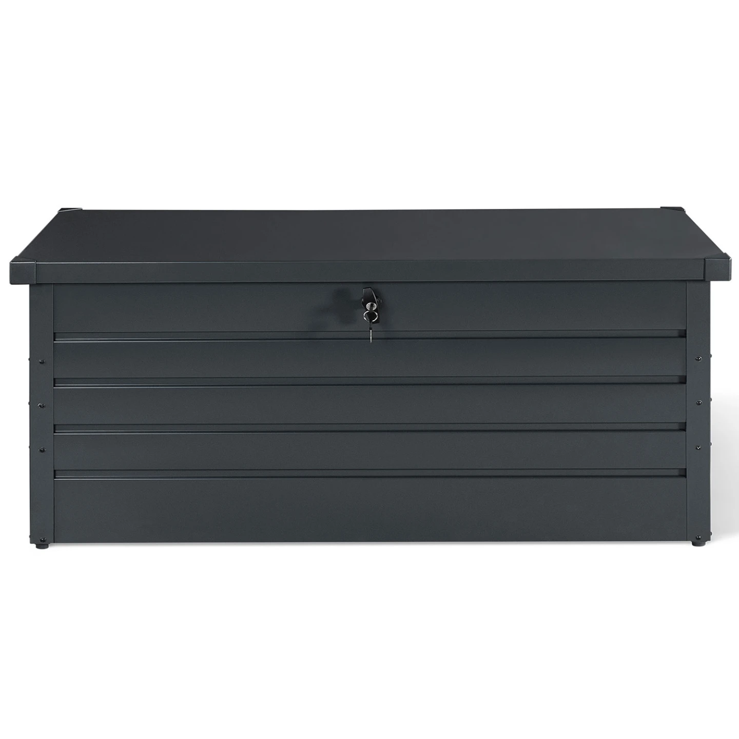 Coffre de rangement métal verrouillable gris anthracite pour jardin 600L 165x70x63 cm