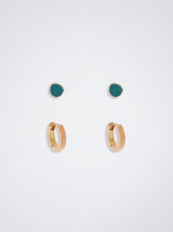 Conjunto de brincos de esmalte - Multicolorido
