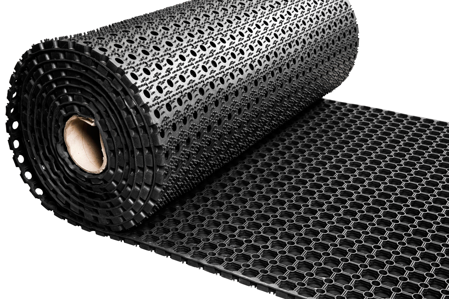 Tapis à anneaux caoutchouc en rouleau - epaisseur 22 mm - largeur 100 cm