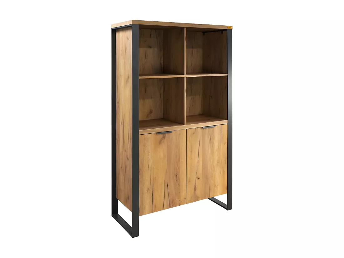 Buffet haut 4 niches 2 portes pieds métal Ron