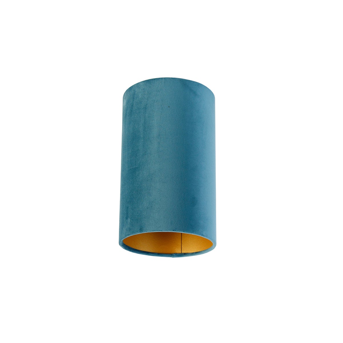 Blauwe velours lampenkap met gouden binnenkant 15/15/25