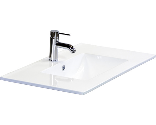 Sanox Dante badkamermeubelset (B x H x D 81 x 52 x 46 cm), frontkleur beton antraciet, met keramische wastafel wit