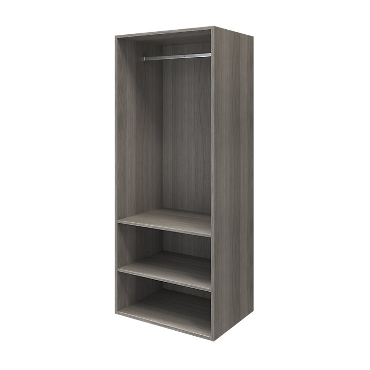 Armoire penderie effet chêne grisé portes battantes miroir et effet chêne grisé GoodHome Atomia H. 187,5 x L. 75 x P. 60 cm
