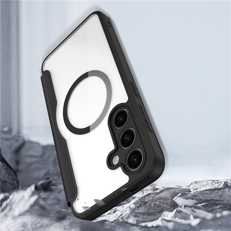 Samsung Galaxy S24  Plus Hybrid Leder Tasche   Kunststoff Rückseite - Schwarz / Transparent