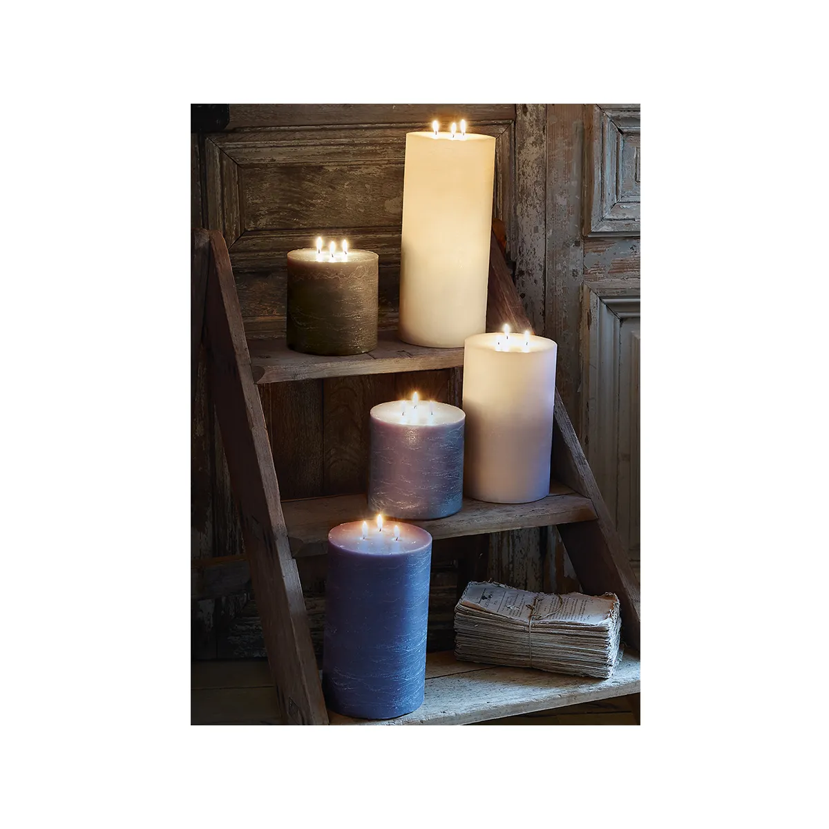 Atmosphera, Createur D'Interieur Bougie Cylindrique Esprit Récup Blanc 32 cm - Atmosphera