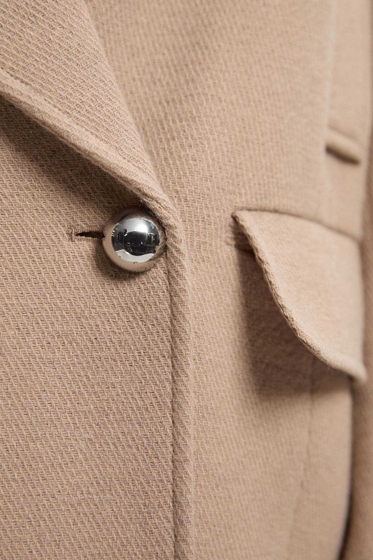 KarenMillen Caban Croisé Ajusté en Laine avec Col Tricoté Amovible