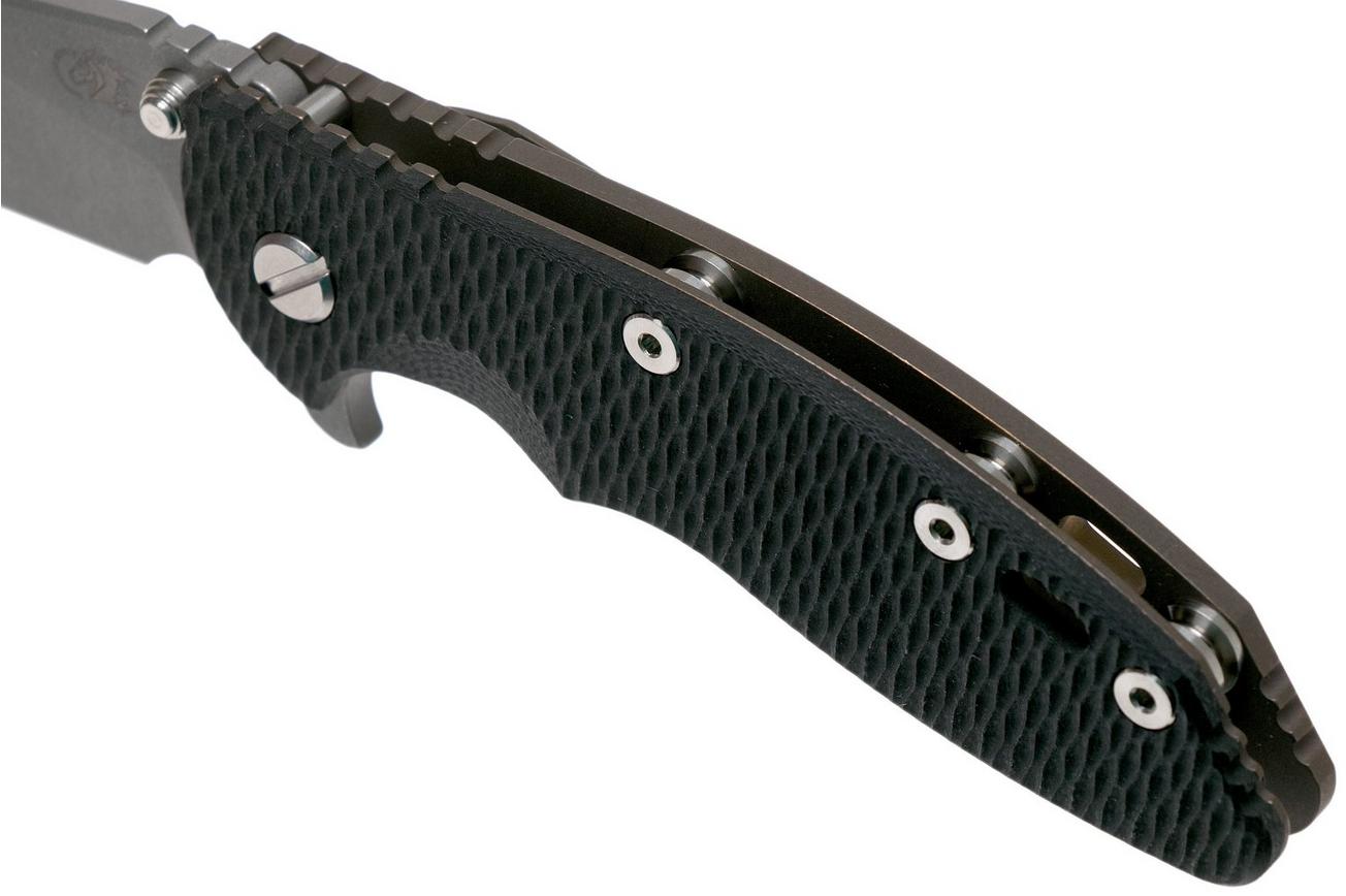 Rick Hinderer XM18 3,5” 20CV Slicer, Battle Bronze, Black G10 zakmes