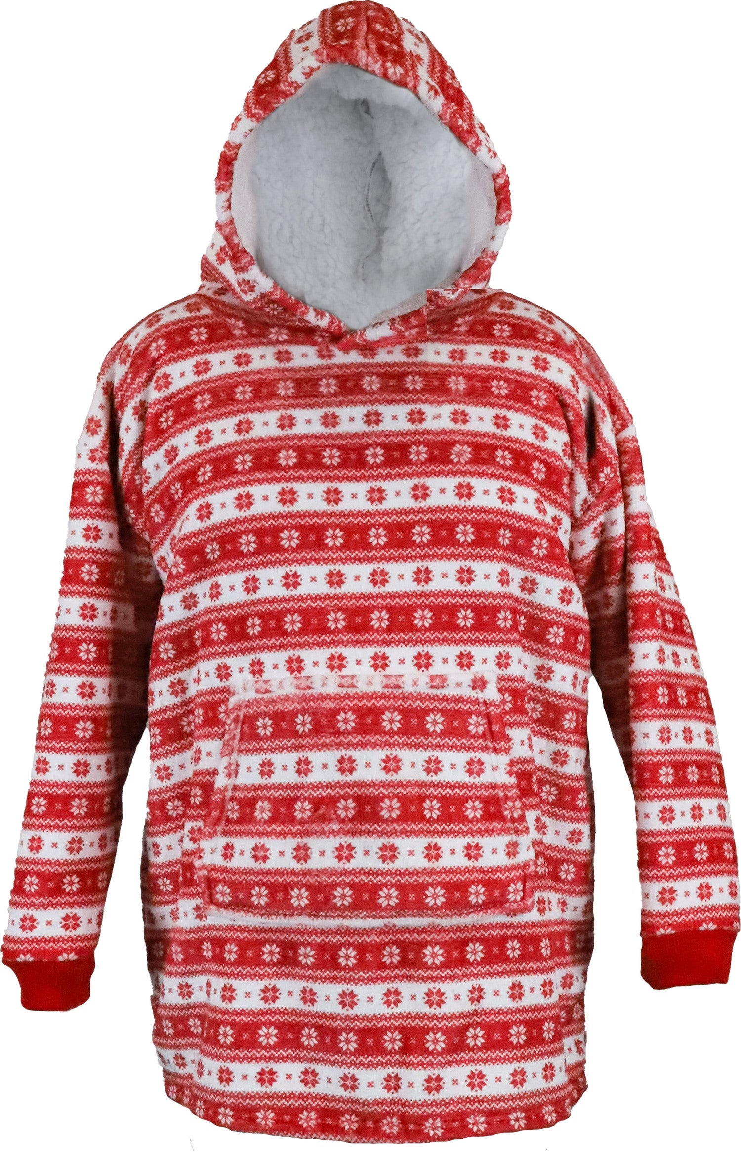 Unique living hoodie Xmas rood / wit lijnen onesize