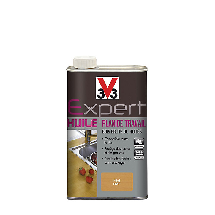 Huile plan de travail V33 Expert miel mat 0,5L