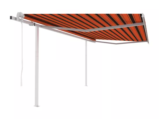 Auvent rétractable automatique et poteaux 4x3m Orange et marron