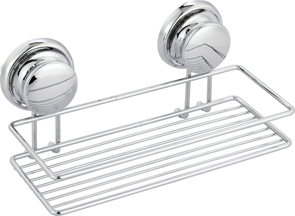 Panier de douche rectangulaire à ventouses métal chromé 25x10x7cm