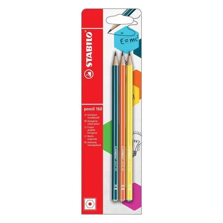 Bleistift - STABILO pencil 160 in petrol, orange, gelbk - Härtegrad HB - 3er Pack