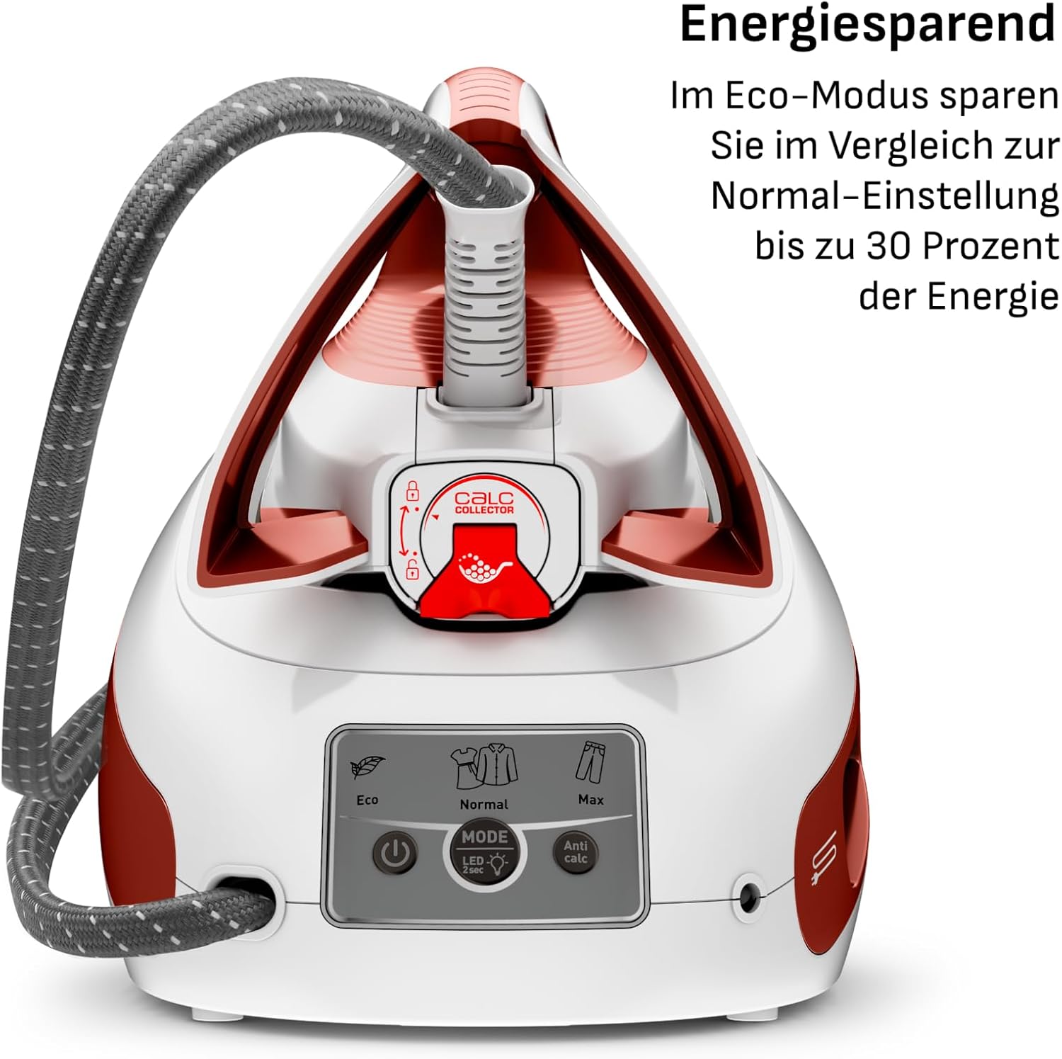Tefal Express Power Dampfbügelstation, Kalk-Kollektor, Smart Temp-Technologie, 420 g/Min. Dampfstoß, 6,3-Bar-Druck, Eco-Modus, 1,8 L Wassertank, Bügeleisen mit Dampfstation, terrakotta, SV8110