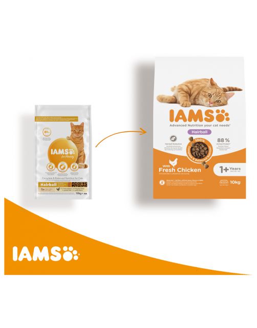Iams Cat Adult Hairball Kip - Kattenvoer