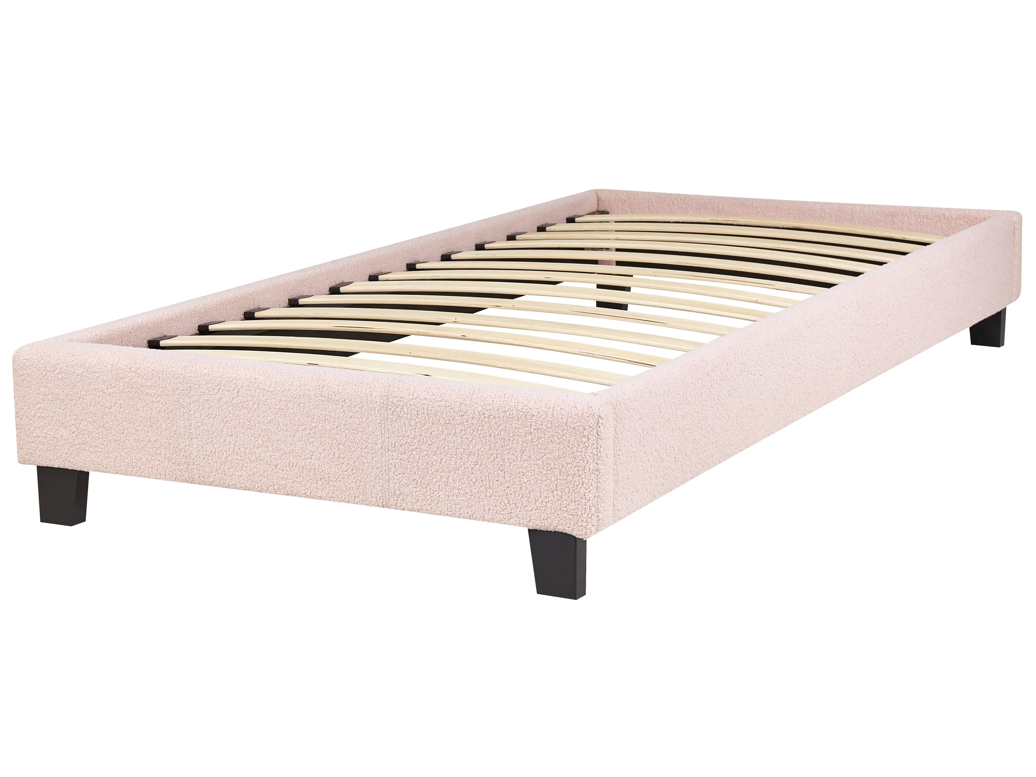 Bed zonder hoofdbord Bouclé ROANNE 90 x 200 cm Pastelroze
