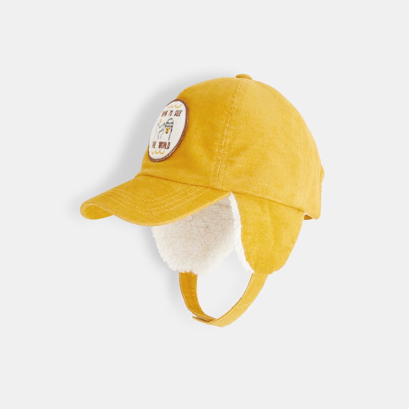 Casquette velours fourrée jaune bébé garçon Jaune