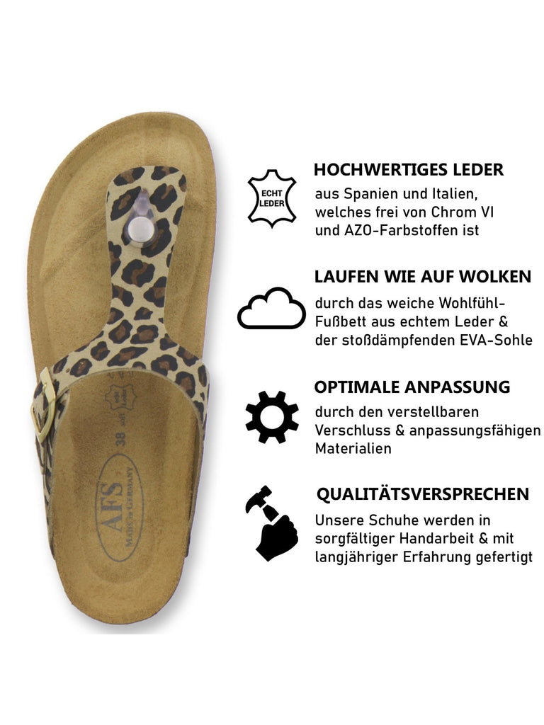 Zehensteg Sandalen Damen leo-beige