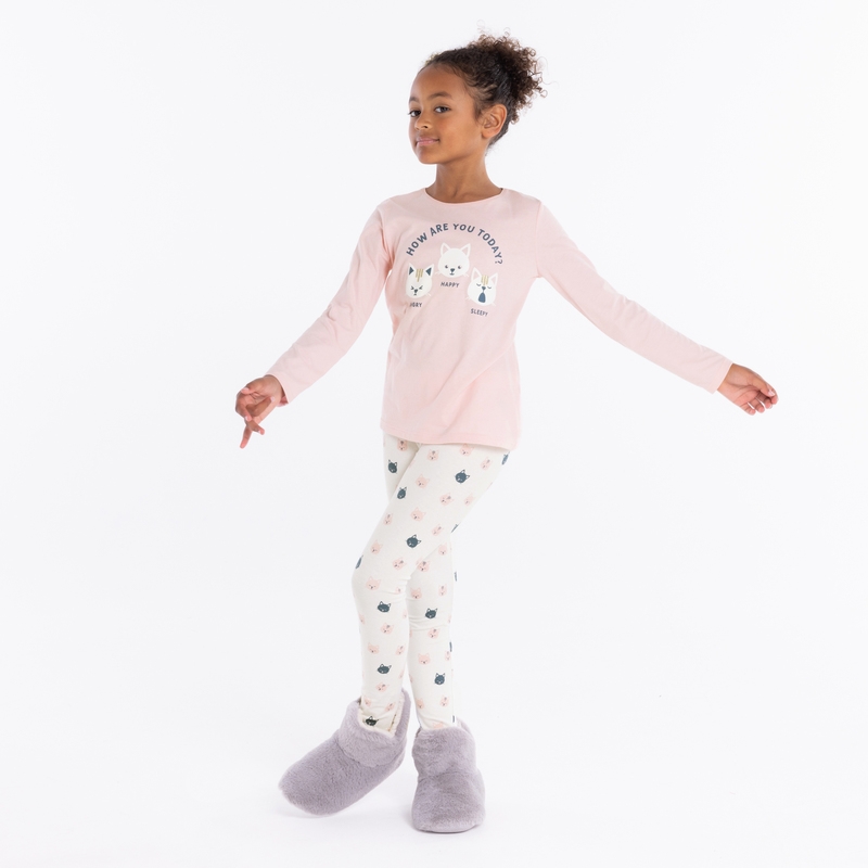 Pyjama 2 pièces en jersey rose fille