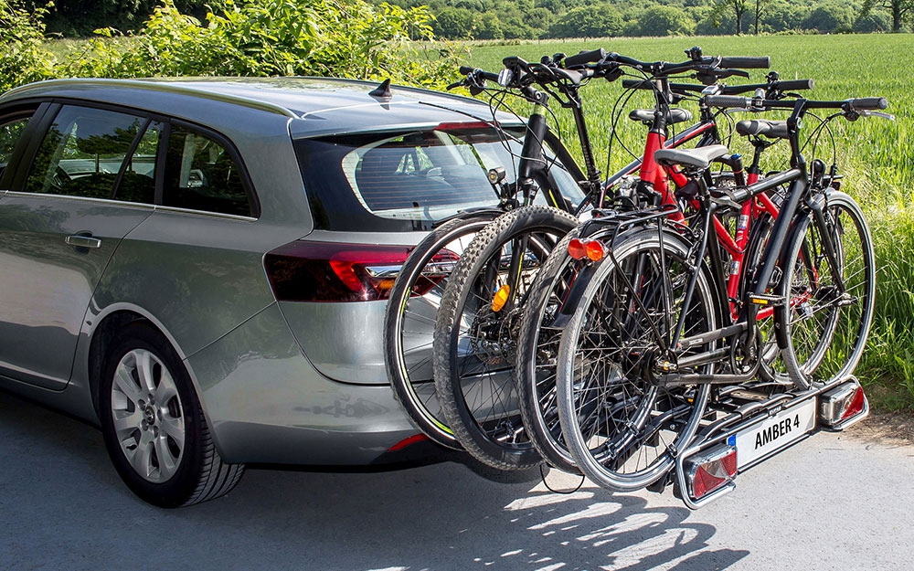 Eufab Fahrradträger Anhängerkupplung Amber IV für 4 Fahrräder, E-Bike geeignet