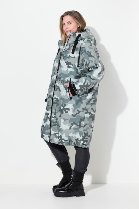 Funktionsjacke, oversized, Teddyfutter, Kapuze, 2-Wege-Zipper