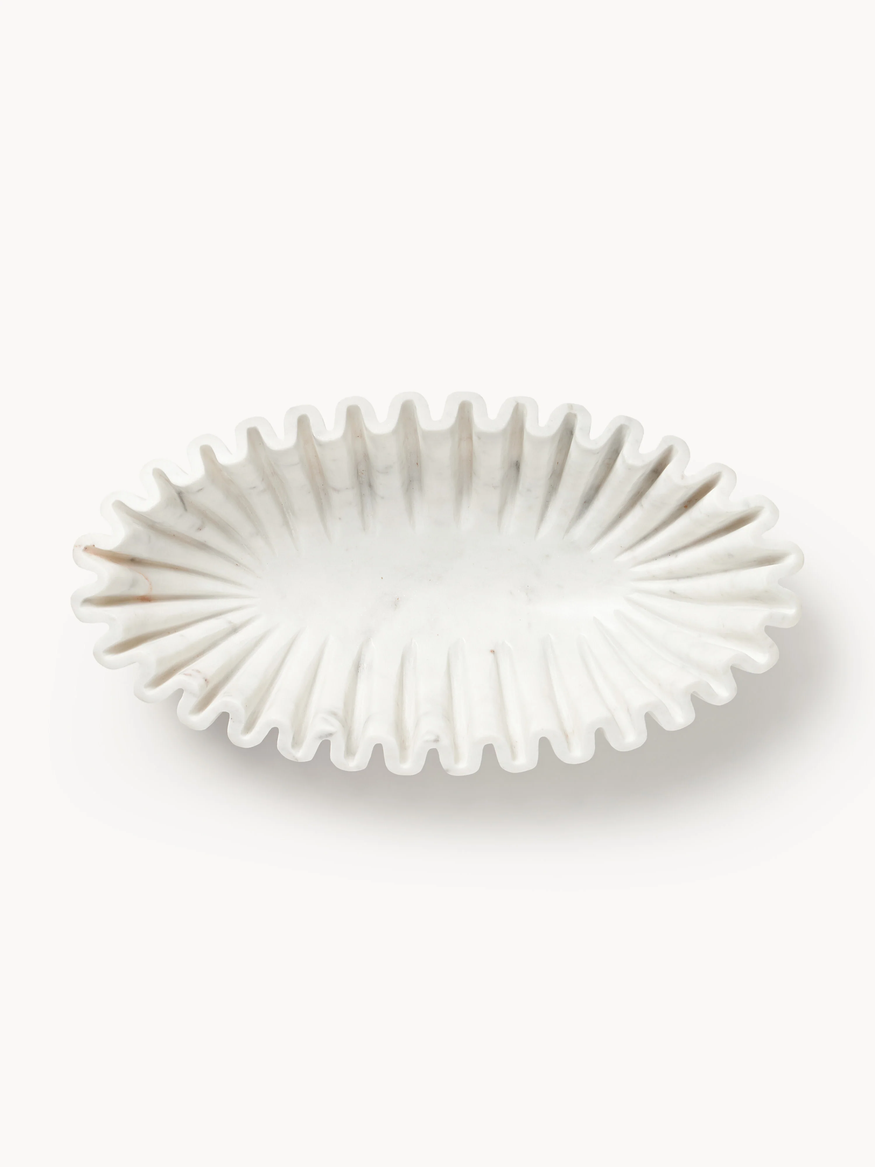 Handgemaakte ovale decoratieve schaal Santorini van marmer, B 35 cm