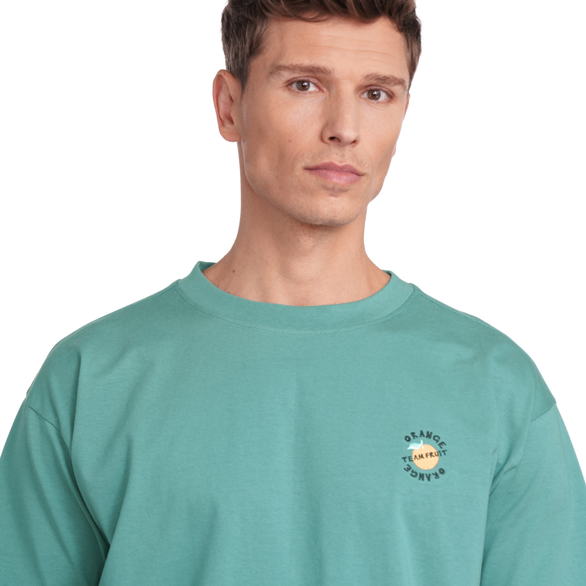 Jonas Nielsen Herren T-Shirt mit Stickerei dunkelgrün