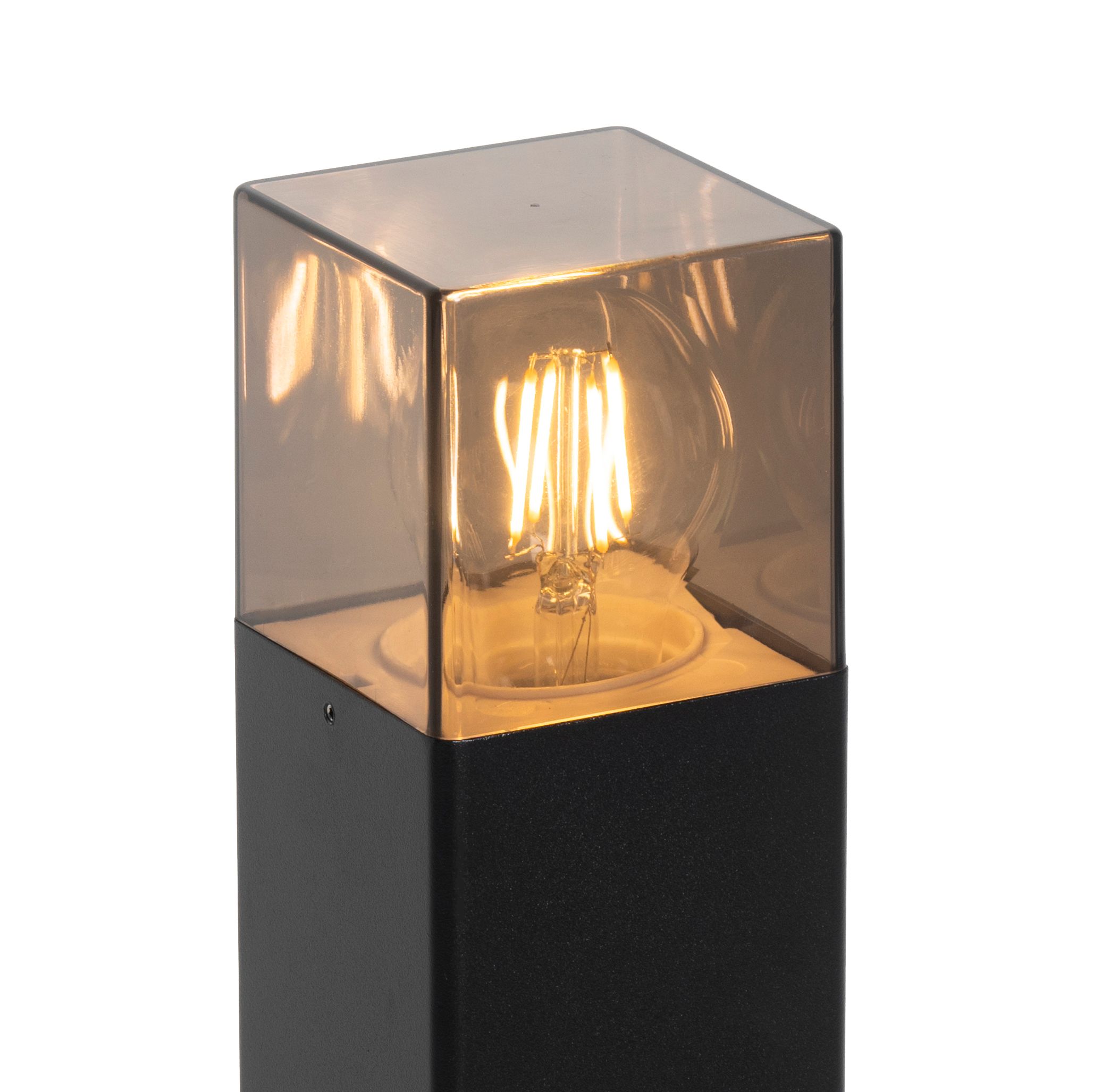 Buitenlamp zwart met smoke glas met grondpin en kabelmof 50cm IP44 - Denmark
