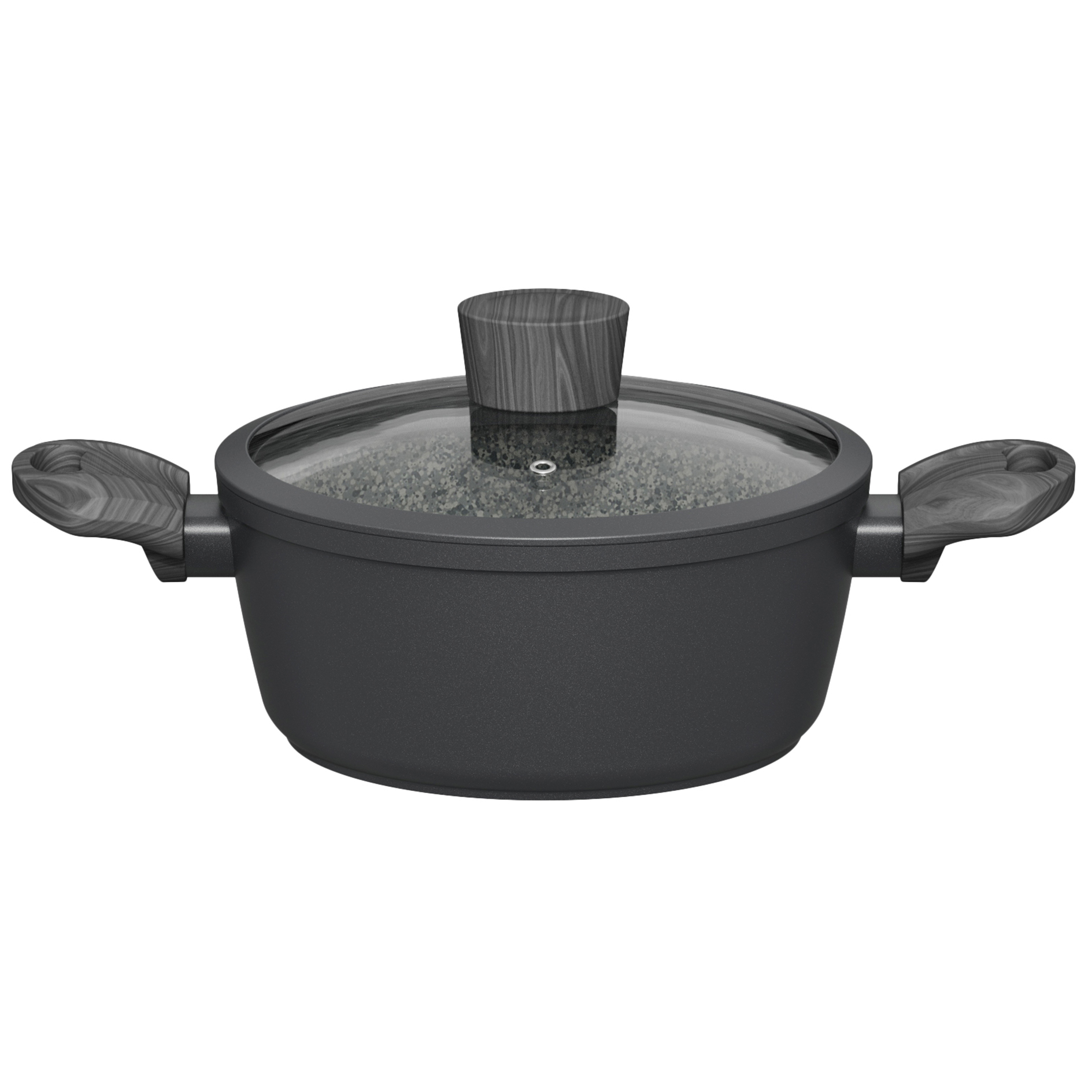 Bratentopf mit Deckel - schwarz - Aluminium - Ø 14 cm