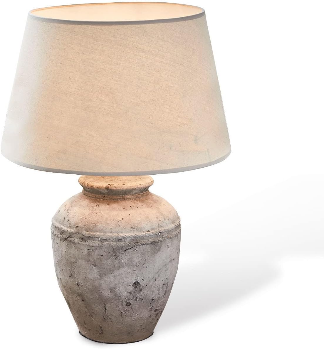 LOBERON® Tischlampe Mosnay, Leinen, Kunststoff, Keramik, Eisen, H/Ø ca. 58/30 cm, beige/antikgrau