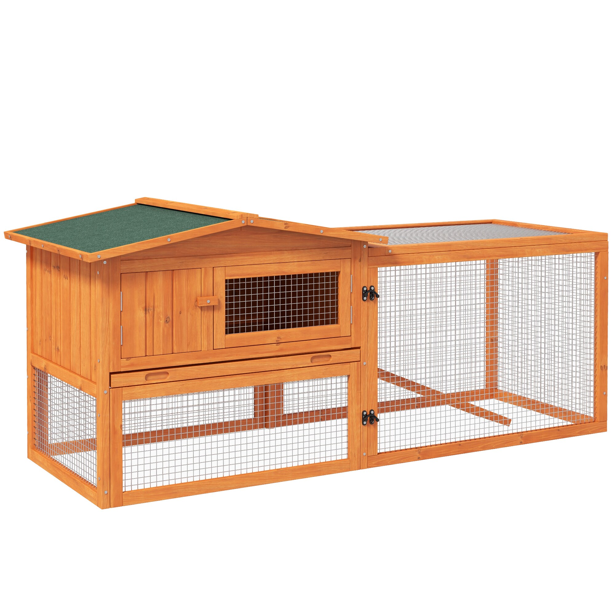 PawHut Kleintierstall mit Asphaltdach orange 156L x 58B x 68H cm