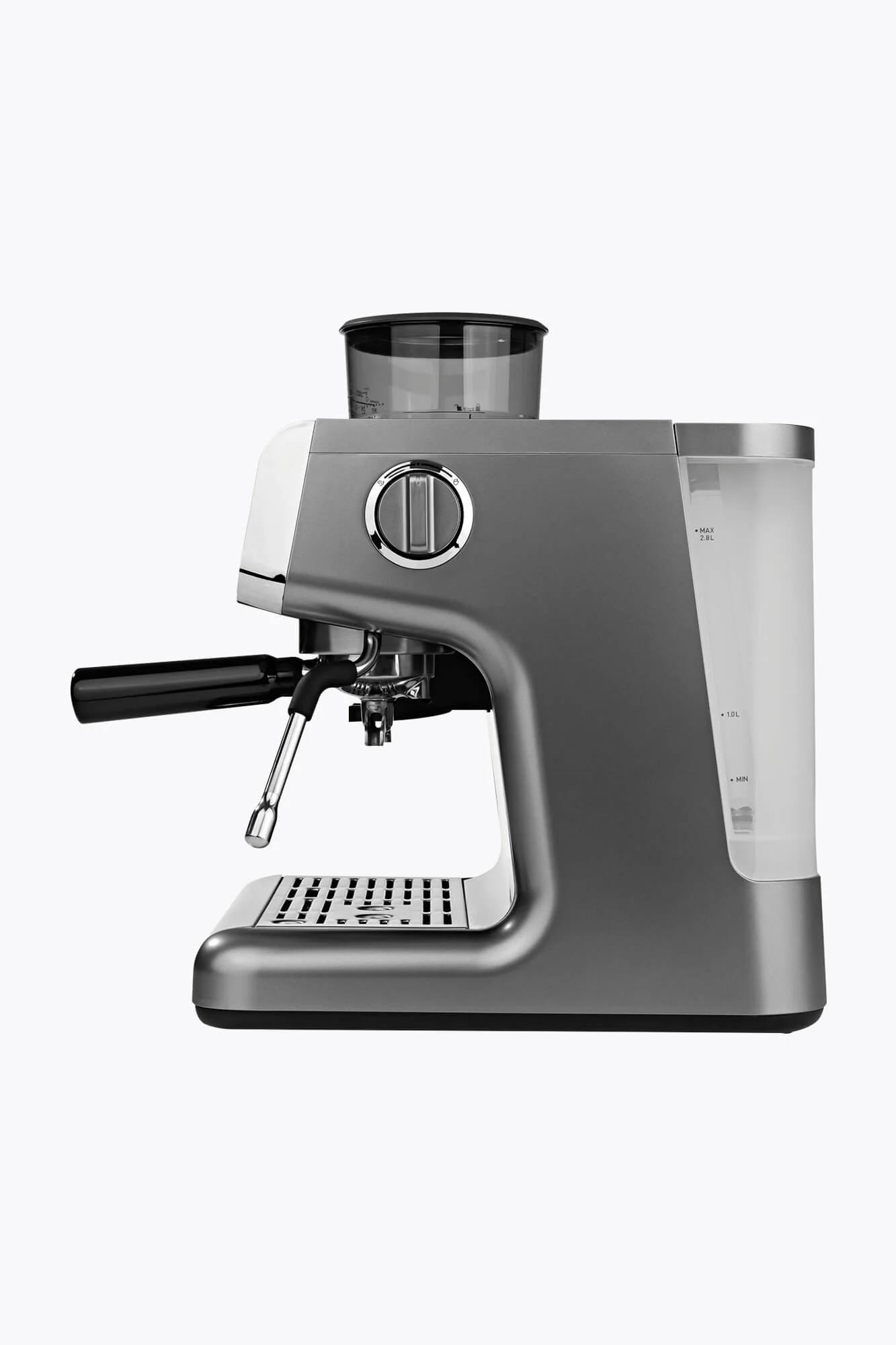 BEEM Siebträgermaschine Grind Profession Edelstahl/Schwarz mit Mahlwerk