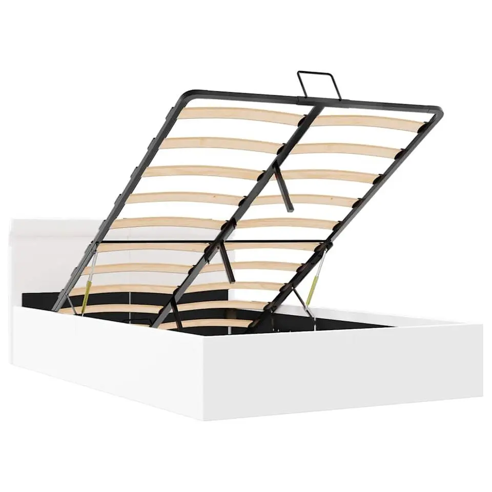 vidaXL - LED bed met opbergruimte - Hydraulisch - Wit - Kunstleer - 140x200 cm