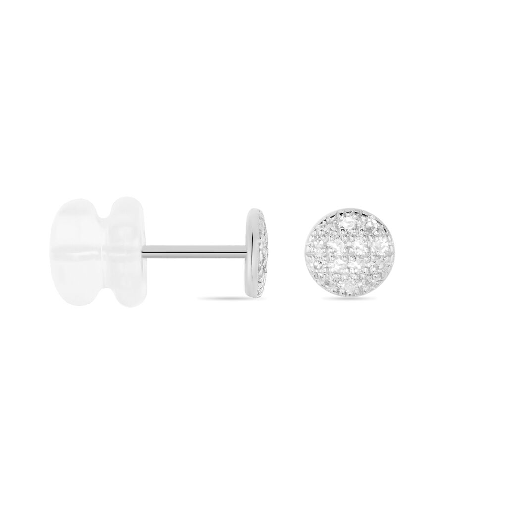 Boucles D'oreilles Puces Teani Or Blanc Diamant