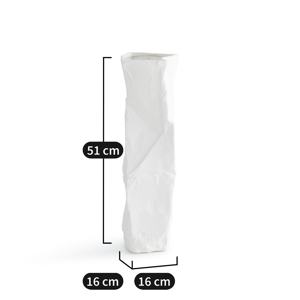 AM.PM<br>Vaso geométrico em cerâmica fosca, 51 cm de altura, Risa