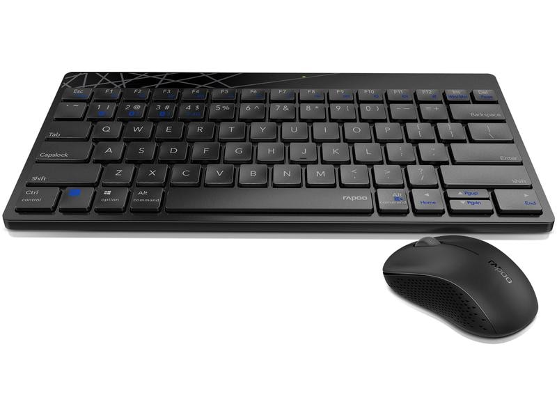 Rapoo Tastatur-Maus-Set 8000M Schwarz/Grau Kabelloses Maus-Tastatur-Set
