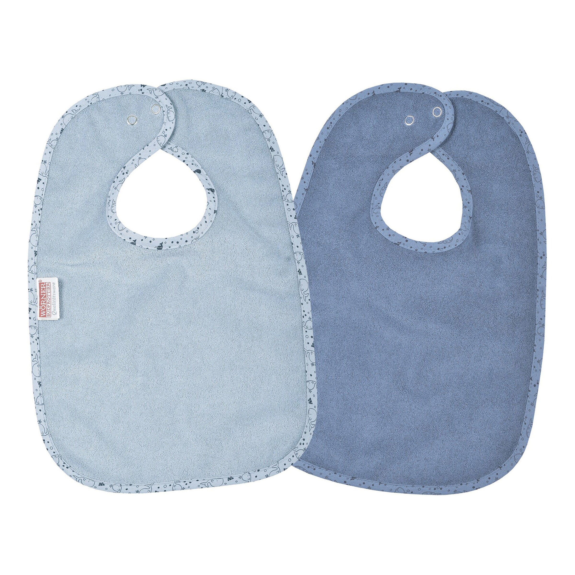 Wörner 2er-Pack Lätzchen mit Druckknopf 26x40 cm blau